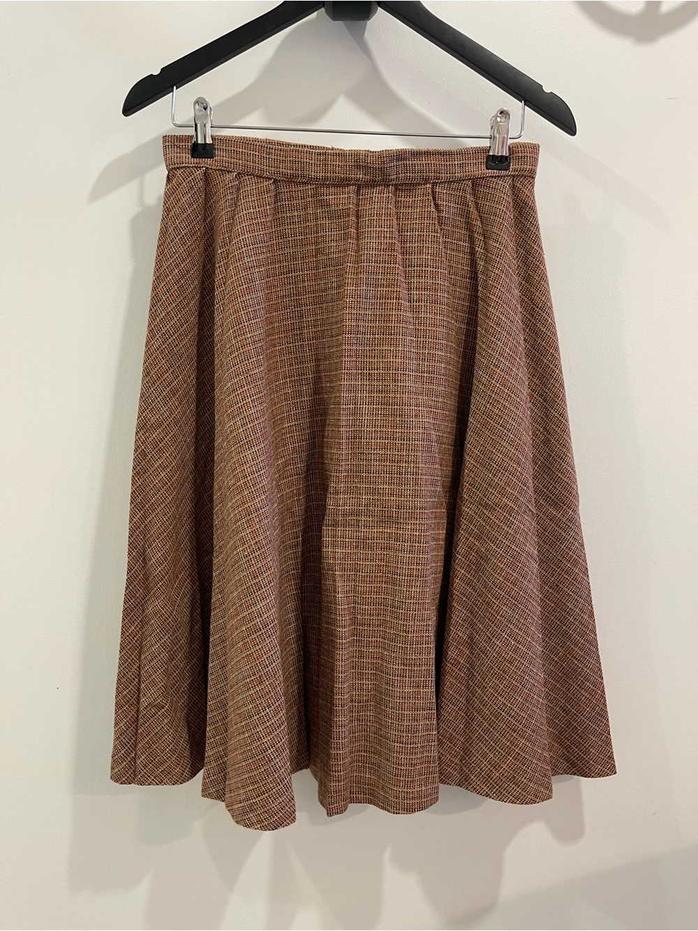Vintage Plaid A-Line Skirt in Brown and Tan